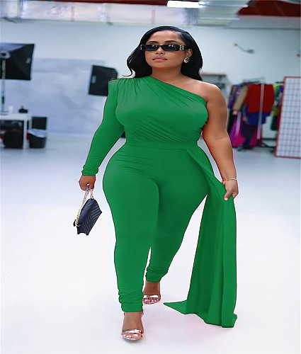 One Shoulder Long Sleeve Skinny Party Jumpsuits YS-828