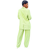 Bra Long Sleeve Shirts Wide Leg Pants 3 Piece Suits MA-523