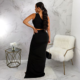 Skew Collar Cut Out Ruched Sexy Maxi Dresses F-10285
