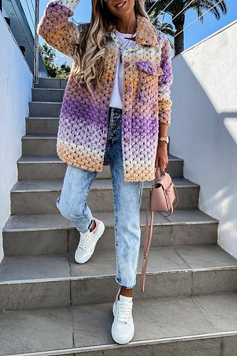 Winter Gradient Thick Braided Twist Woolen Coats MK-3133