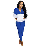 Color Block Pullover Sweatshirt Joggers Pants Suit SHD-9824