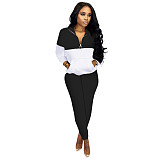 Color Block Pullover Sweatshirt Joggers Pants Suit SHD-9824