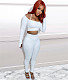 Knitted Off Shoulder Crop Tops Pencil Pants Outfits SH-390413