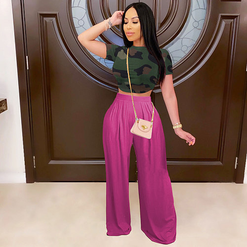 Solid Color Loose High Waist Wide Leg Pants FSX-362