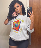 Gray Cartoon Print Loose Casual Sweatshirt Top SH-390415
