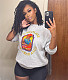 Gray Cartoon Print Loose Casual Sweatshirt Top SH-390415