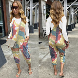 Long Sleeve Basic T Shirt and Tie Dye Jumpsuit Sets FSX-363