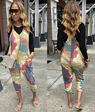Long Sleeve Basic T Shirt and Tie Dye Jumpsuit Sets FSX-363