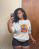 Gray Cartoon Print Loose Casual Sweatshirt Top SH-390415