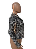 Lapel Leopard Snakeskin Zipper Blazer Jacket LSD-8588