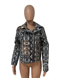 Lapel Leopard Snakeskin Zipper Blazer Jacket LSD-8588
