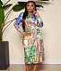 Vintage Floral Print V Neck Long Sleeve Maxi Dresses TE-4472