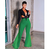 Mesh Patchwork High Waist with Pocket Flared Pants ASL-6606