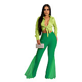 Mesh Patchwork High Waist with Pocket Flared Pants ASL-6606
