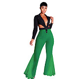 Mesh Patchwork High Waist with Pocket Flared Pants ASL-6606