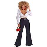 Mesh Patchwork High Waist with Pocket Flared Pants ASL-6606