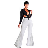 Mesh Patchwork High Waist with Pocket Flared Pants ASL-6606