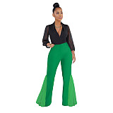 Mesh Patchwork High Waist with Pocket Flared Pants ASL-6606