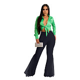 Mesh Patchwork High Waist with Pocket Flared Pants ASL-6606