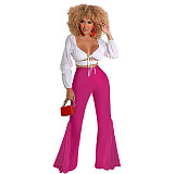 Mesh Patchwork High Waist with Pocket Flared Pants ASL-6606