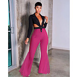 Mesh Patchwork High Waist with Pocket Flared Pants ASL-6606