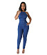 Sexy Backless Bandage Jeans Denim Jumpsuits LX-3535