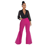 Mesh Patchwork High Waist with Pocket Flared Pants ASL-6606