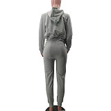 Zip Hooded Coat+Camisole+Pencil Pants 3 Piece Set TK-6257