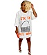 Three Quarter Sleeve Letter Sequin Spliced T Shirt Dress CY-0017