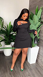 Cut Out Flare Sleeve Irregular A Line Dresses YS-830