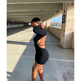 Sexy Solid Long Sleeve Backless Mini Dresses ASL-6609
