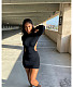 Sexy Solid Long Sleeve Backless Mini Dresses ASL-6609