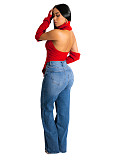 Streetwear Asymmetrical Turtleneck Backless Knitted Tops CM-8639