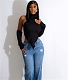 Streetwear Asymmetrical Turtleneck Backless Knitted Tops CM-8639