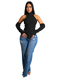 Streetwear Asymmetrical Turtleneck Backless Knitted Tops CM-8639