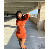 Sexy Solid Long Sleeve Backless Mini Dresses ASL-6609