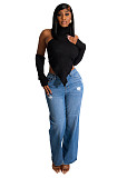 Streetwear Asymmetrical Turtleneck Backless Knitted Tops CM-8639
