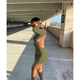 Sexy Solid Long Sleeve Backless Mini Dresses ASL-6609