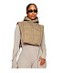 Side Split Bandage Crop Tops Sleeveless Parkas Jacket DD-88188