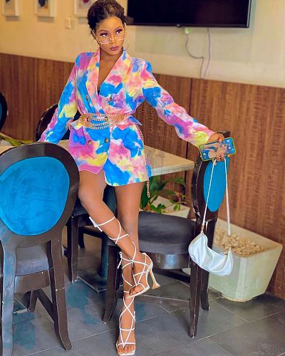 Tie Dye Print Double Breasted Long Sleeve Blazer Jacket SD-1101