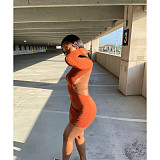 Sexy Solid Long Sleeve Backless Mini Dresses ASL-6609