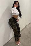 Vintage High Waist Camouflage Cargo Pants MEM-88462