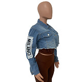 Autumn Single Breasted Cropped Denim Jacket LSD-82064
