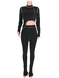 XS Bright Line Decoration Skinny Two Piece Pants Set MDF-5155
