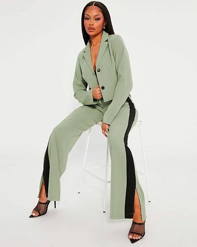 Fall Office Lady Blazer Straight Pants Two Piece Set MEM-88461