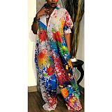 Casual Loose Oversize Ink Splash Print Jumpsuit ZAND-31253