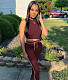 XS Irregular Design Striped Crop Top Leggings Set MDF-5146