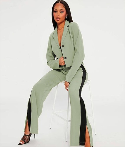Fall Office Lady Blazer Straight Pants Two Piece Set MEM-88461