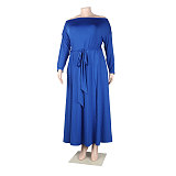 Off Shoulder Long Sleeve Slit Plus Size Dresses NY-10246