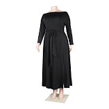 Off Shoulder Long Sleeve Slit Plus Size Dresses NY-10246
